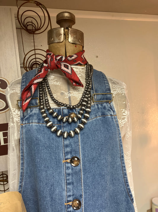 Western Navajo Pearl 3 Strands Necklace