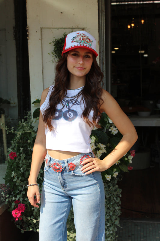 8 Ball Cherries Cropped Tank