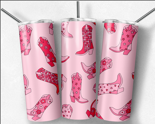 Pink Western Boots Tumbler