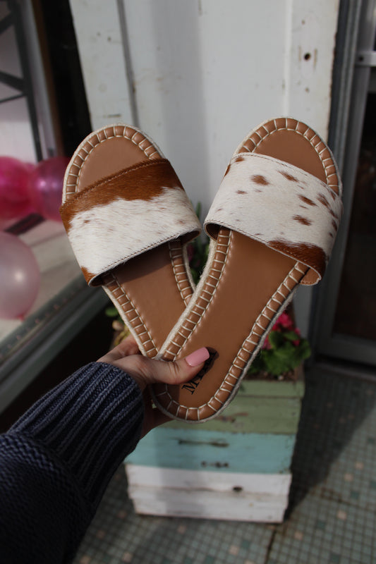 Running Pony Brown Cowhide Sandals