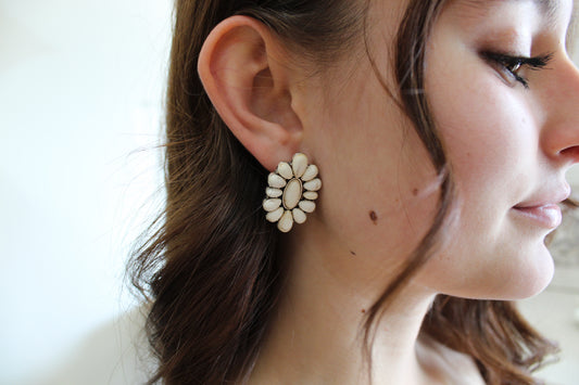 White Flower Earrings