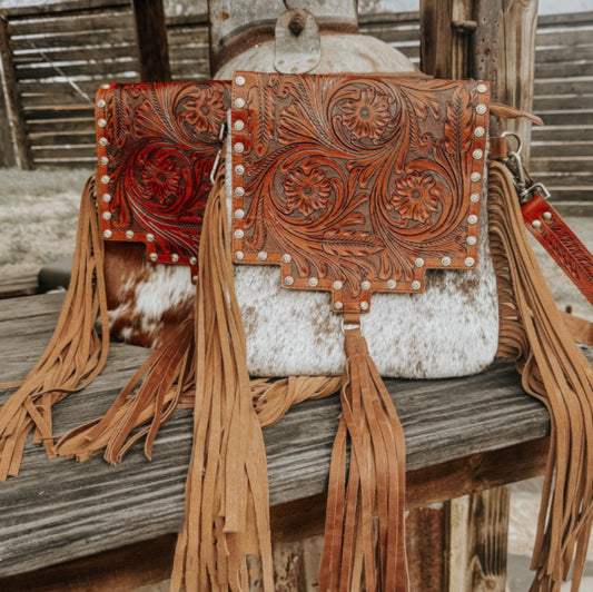 Handmade Tooled Leather Crossbody Purse