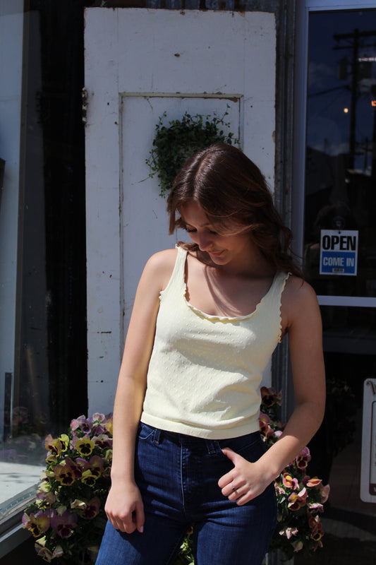Polka Dot Edge Tank - Pale Banana