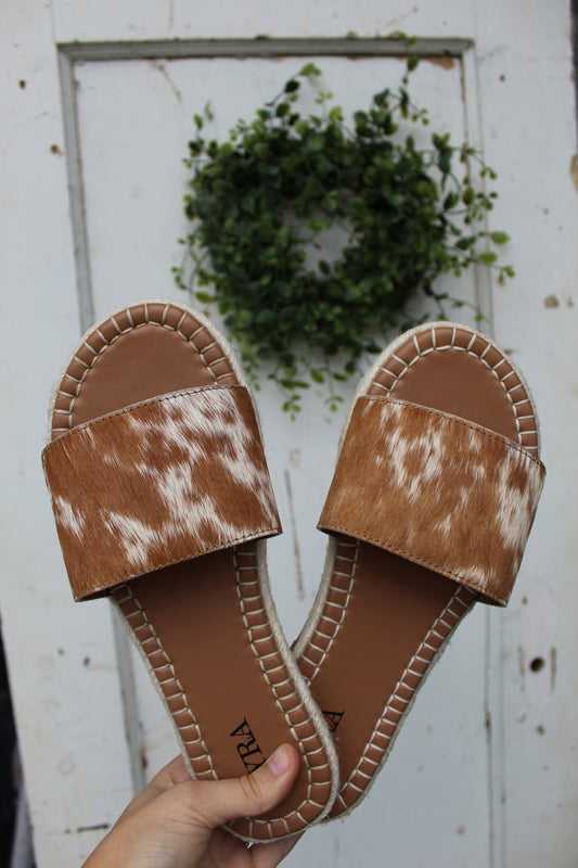 Running Pony Brown Cowhide Sandals