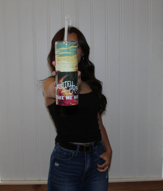 Country Roads Cowgirl Tumbler