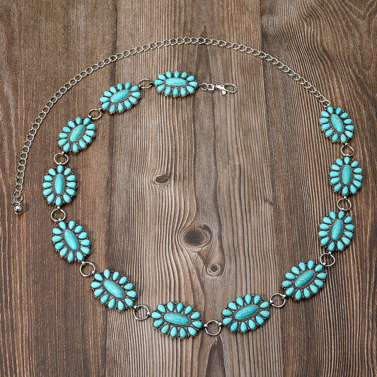 Turquoise Stone Concho Chain Belt