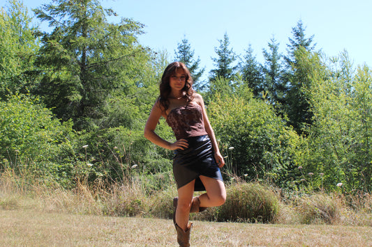 Pleather Overlap Skirt