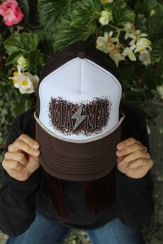 Brown Leopard Mama Trucker Hat