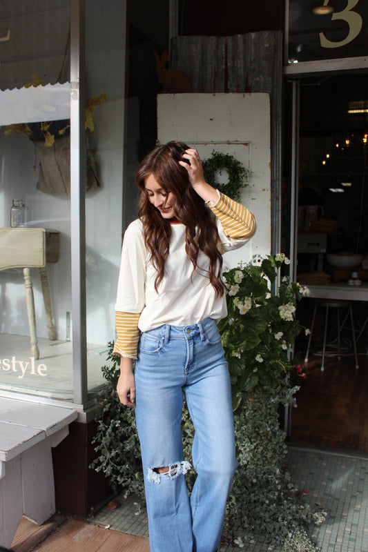 Audrey Striped Sleeve Top