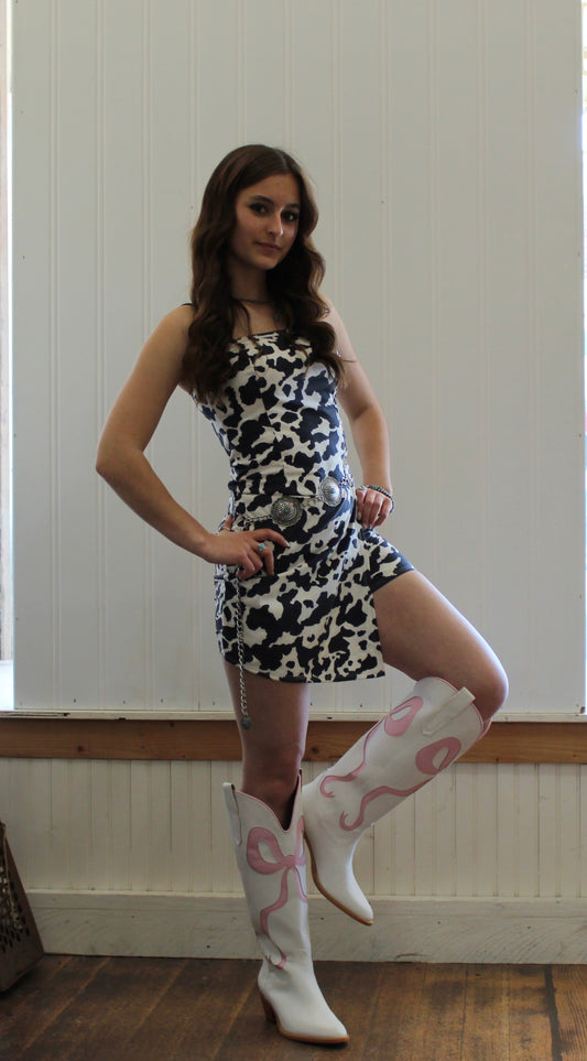 Cow Print Strapless Romper