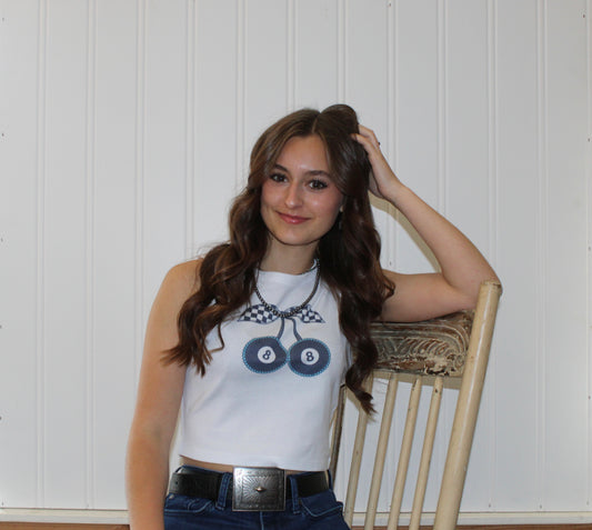 8 Ball Cherries Cropped Tank