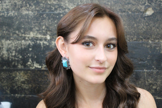 Western Turquoise Stone Post Earrings