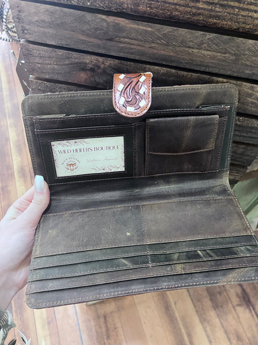 Cowhide + Leather Wallet Clutch