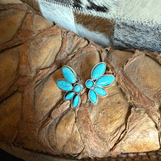 Turquoise Flower Burst Navajo Earring