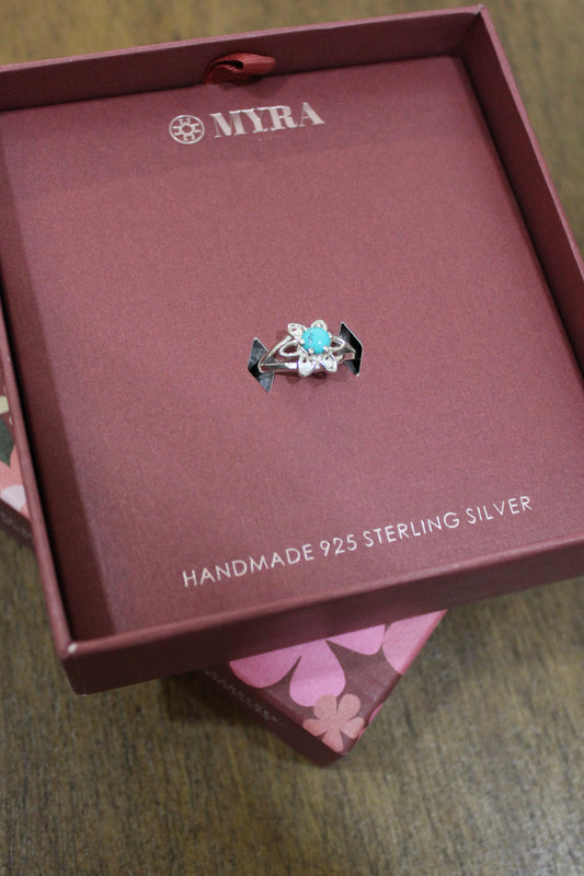 Sage Blue Halo Sterling Silver Ring