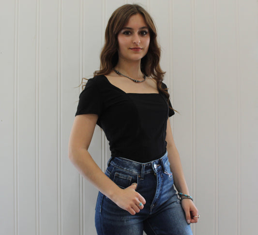 Black Short Sleeve Corset top