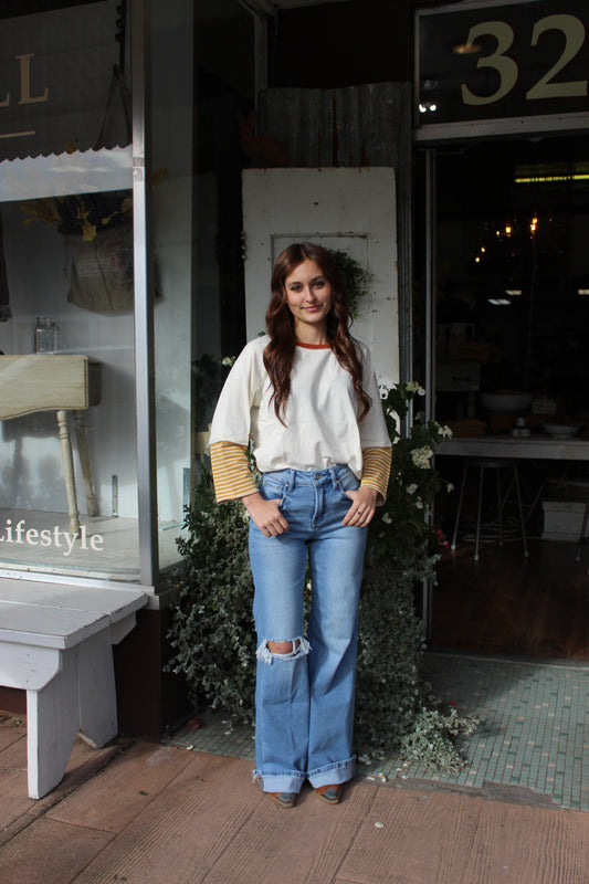 Audrey Striped Sleeve Top