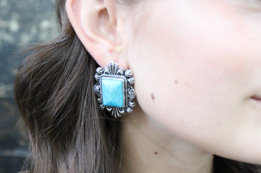 Western Turquoise Stone Post Earrings