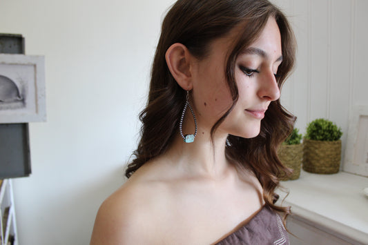 Turquoise + Sterling Silver Pearls Teardrop Earrings