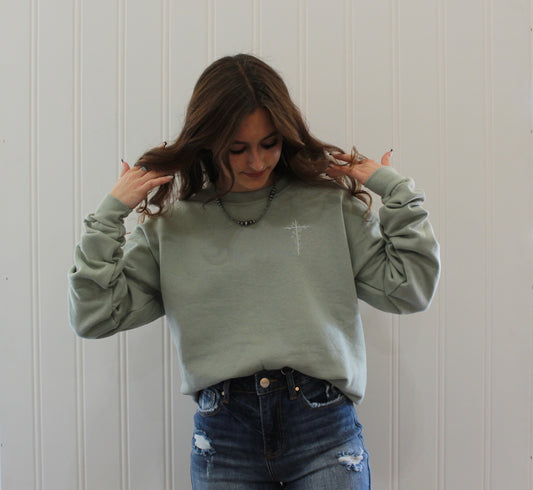 Embroidered Floral Cross Sweatshirt