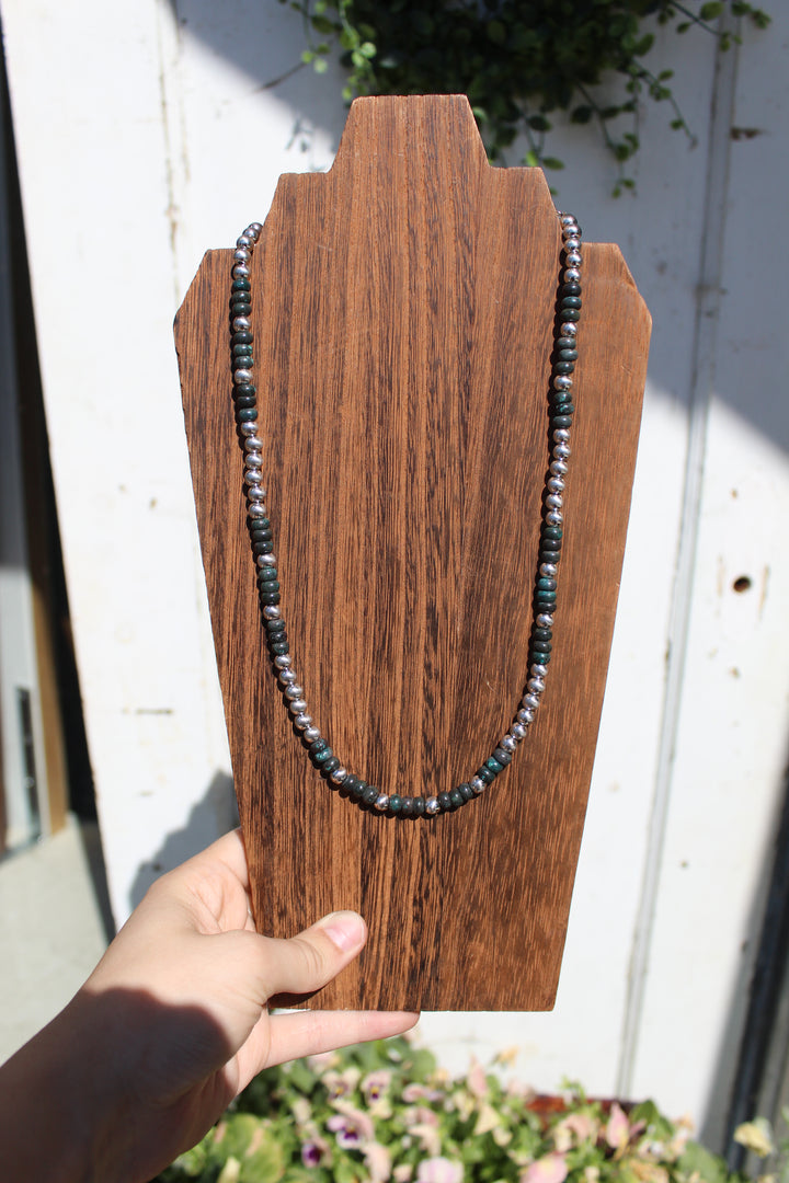 Handmade Silver with Green Turquoise Necklace