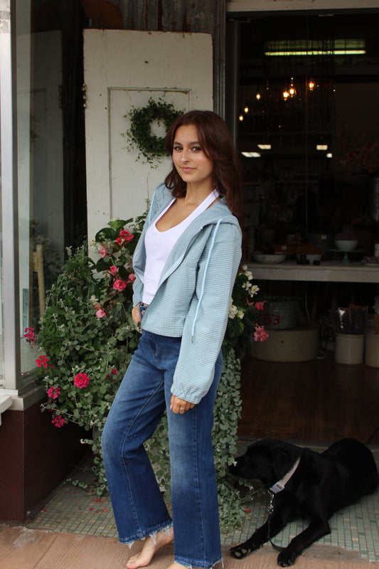 Cropped Vintage Corduroy Hooded Jacket