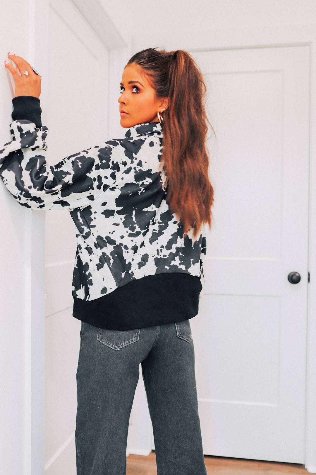 Black Cowhide Pullover