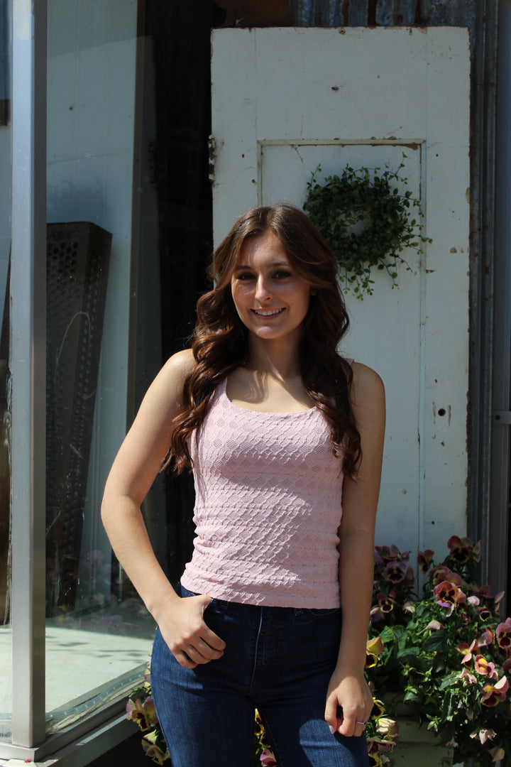 Lace Textured Top - Pearl Blush