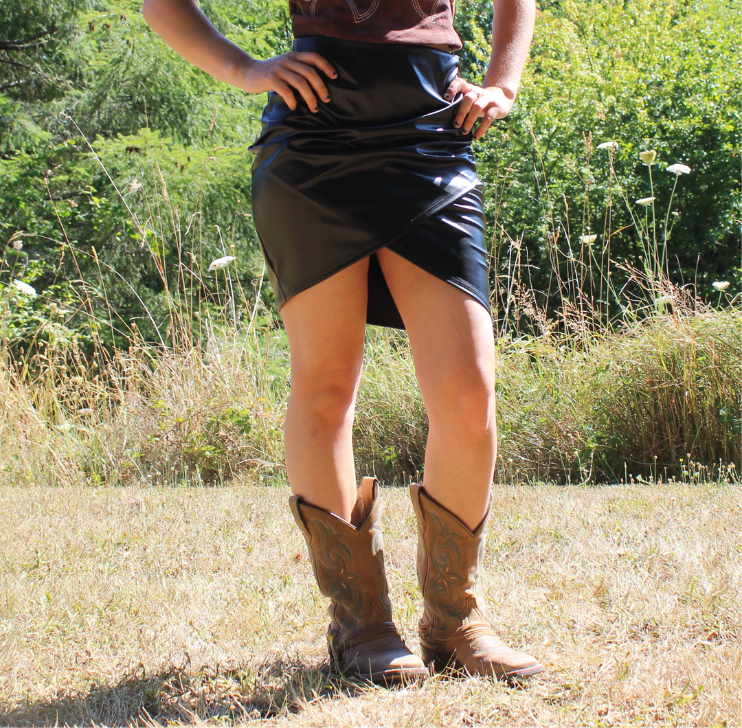 Pleather Overlap Skirt