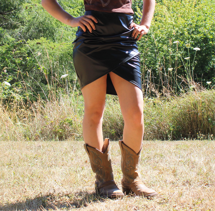 Pleather Overlap Skirt