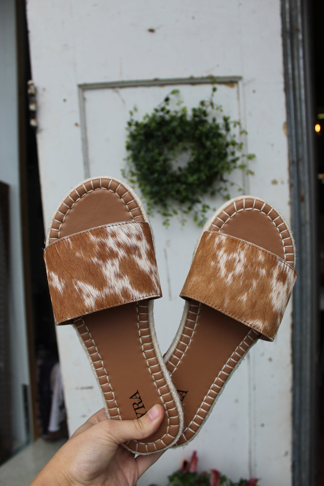 Running Pony Brown Cowhide Sandals