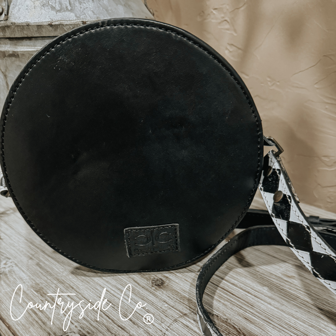 Emery Checkered &amp; Cowhide Canteen Purse