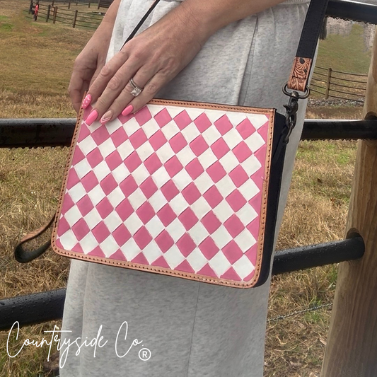 Cowgirl Candy Checkered Leather Purse with Wristlet