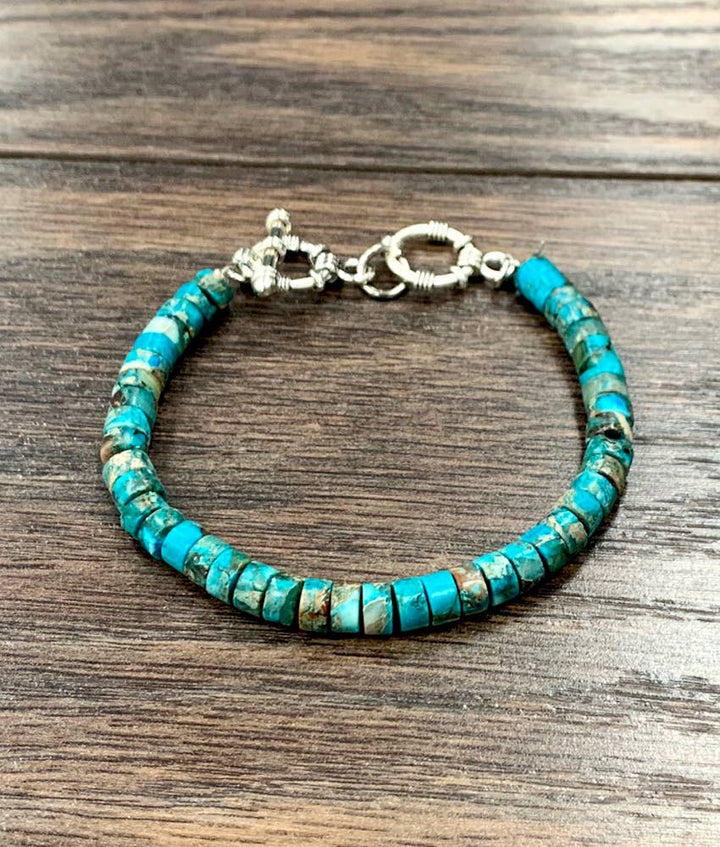 Blue Rondelle Adjustable Bracelet