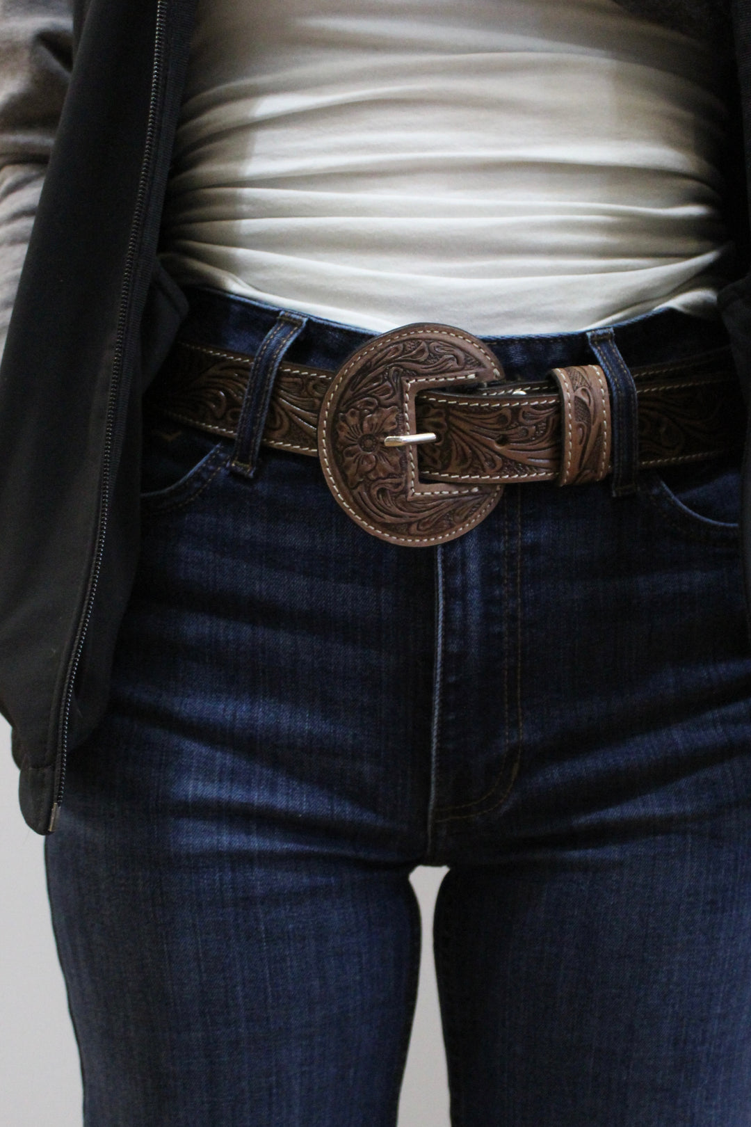 Lariat Hand-tooled Leather Belt