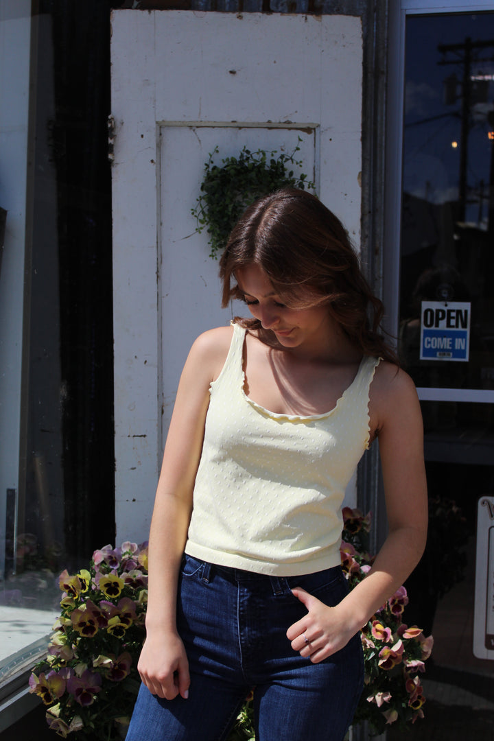 Polka Dot Edge Tank - Pale Banana