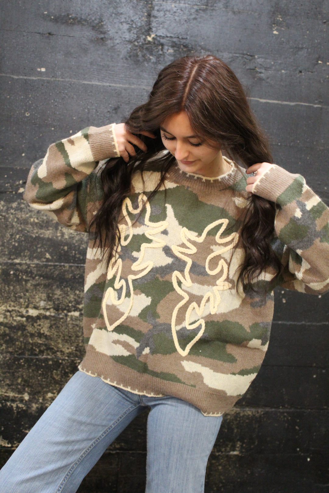 Camo Boot-stitch Sweater