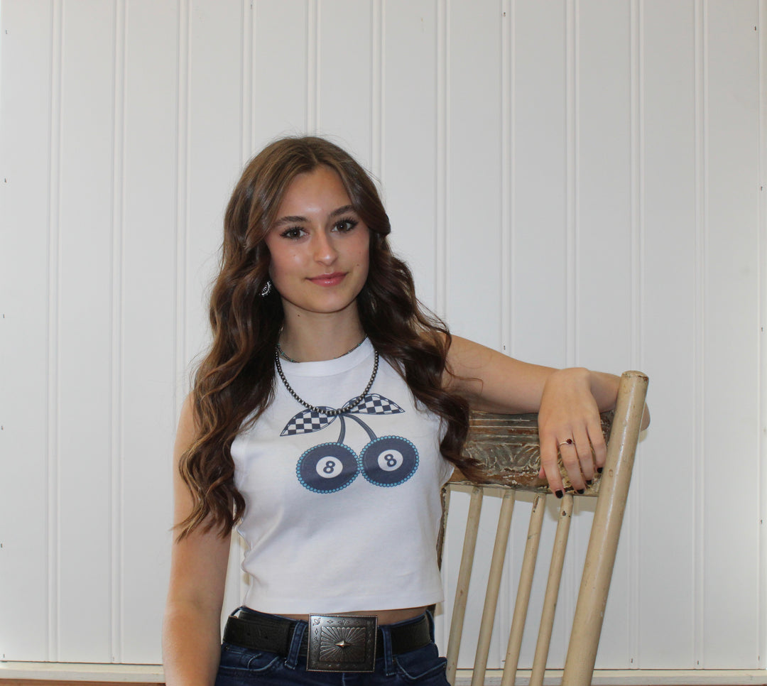 8 Ball Cherries Cropped Tank