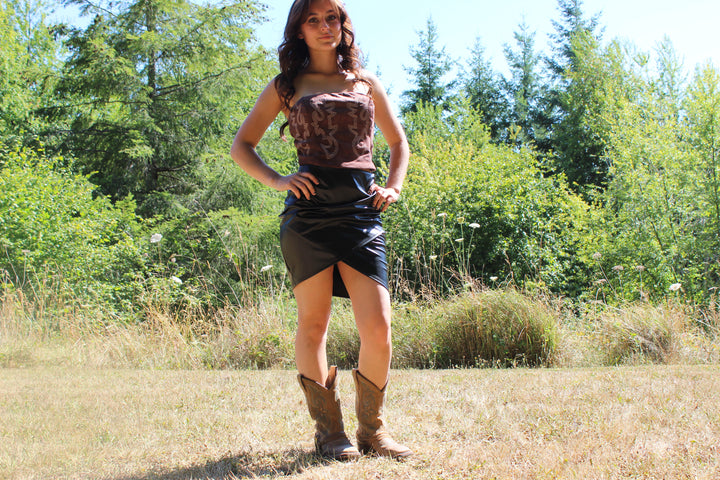 Pleather Overlap Skirt