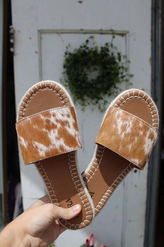 Running Pony Brown Cowhide Sandals