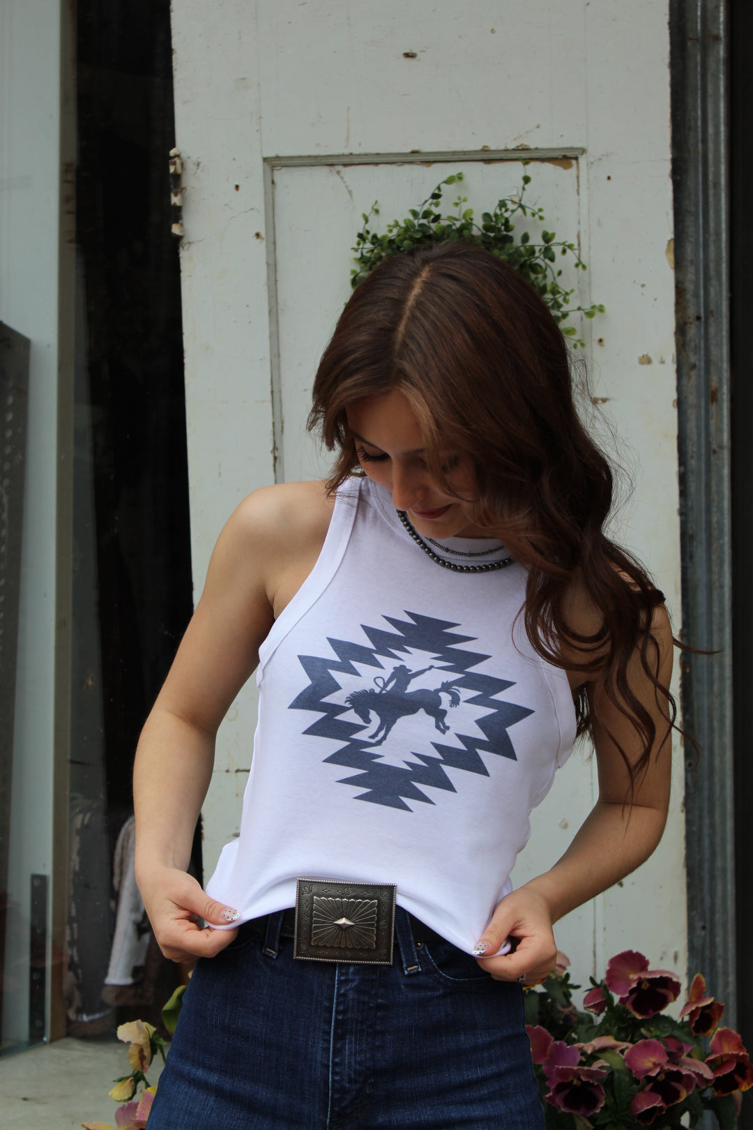 Aztec Bronc Cropped Tank