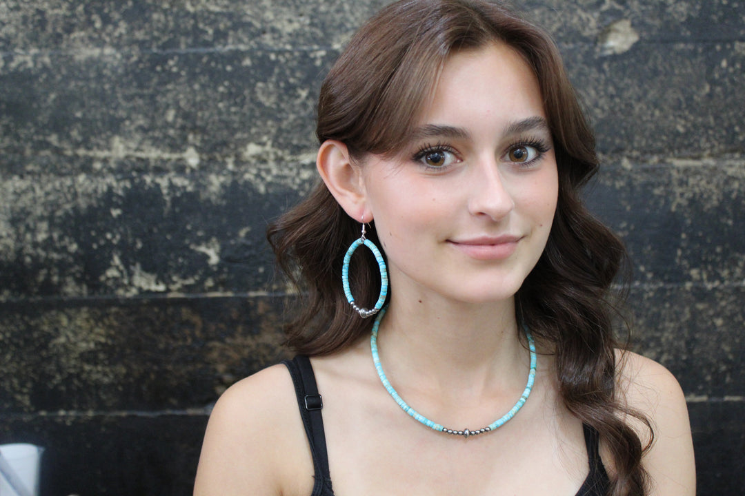 Turquoise + Sterling Silver Hoops