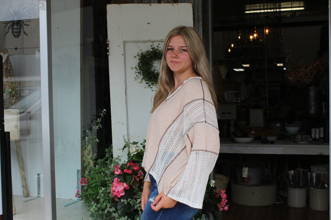 Crochet Reverse Seam V-Neck Top
