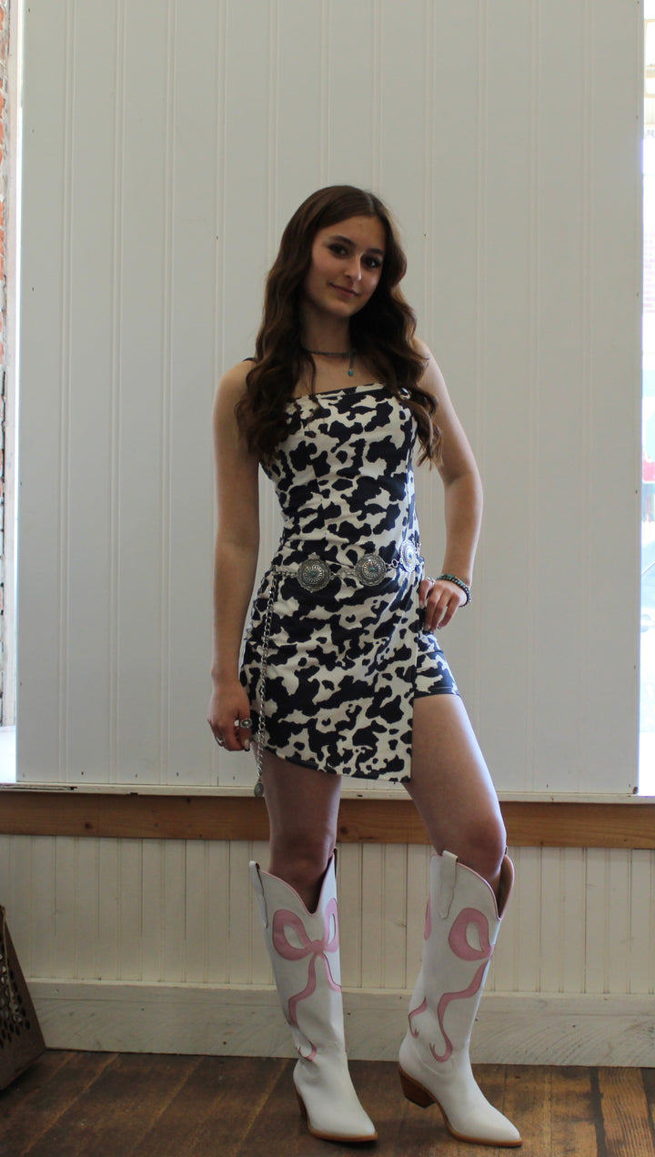 Cow Print Strapless Romper