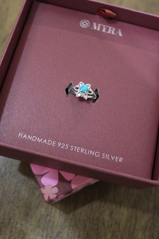 Sage Blue Halo Sterling Silver Ring