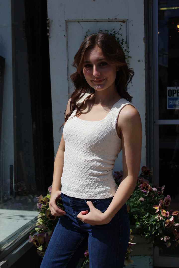 Lace Textured Top - Butter Cream