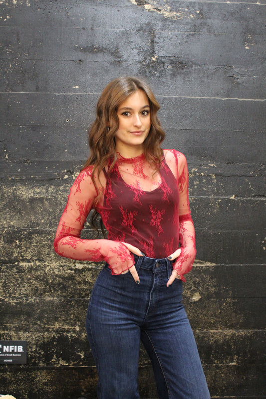 Mesh Top - Burgundy