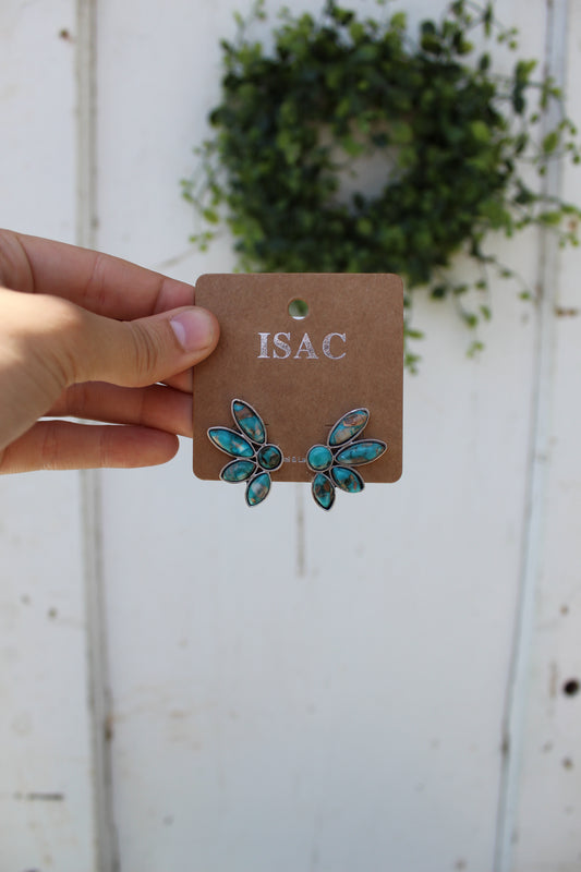 Turquoise Flower Burst Stud Earrings