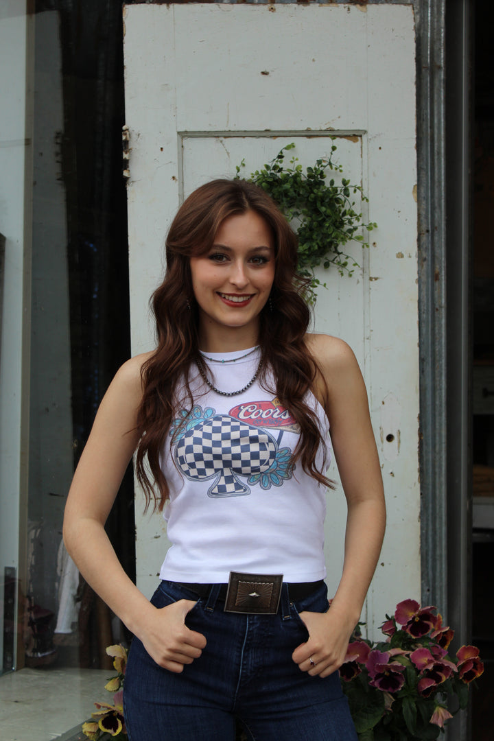 Checkered Coors Cropped Tank