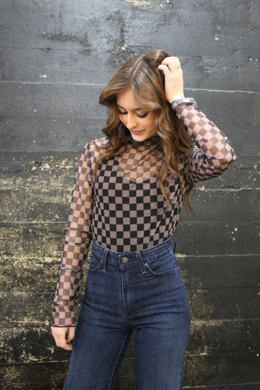 Checkered Mesh Top